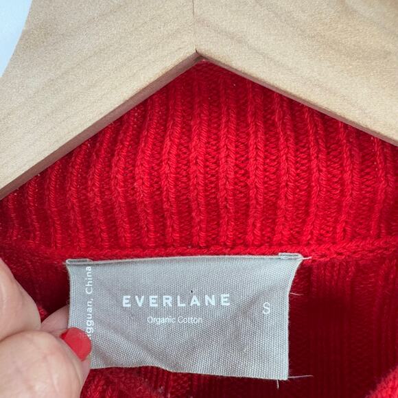 Everlane The Organic Cotton Crew Ribbed Sweater Red Long Sleeve Size Small - Picture 3 of 8